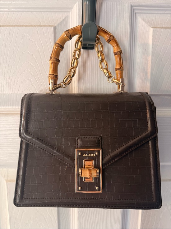 Aldo Handbags - ALDO Brown Croc-Embossed Top Handle Bag with Bamboo Accent